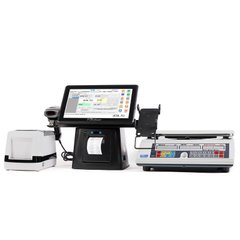 POS-система для продуктового магазину: Сенсорний термінал з принтером + Сканер штрихкоду + Принтер етикеток