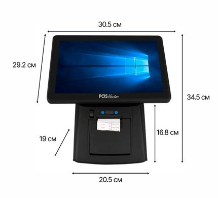 ПОС термінал моноблок POS Vector Selena 11,6” 2-в-1 з вбудованим принтером чеків. Сенсорний POS-термінал на Windows 4/128 ГБ з чекодруком